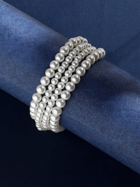 Pearls Beaded Gold-Plated Wraparound Bracelet