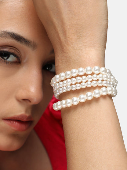 Pearls Beaded Gold-Plated Wraparound Bracelet