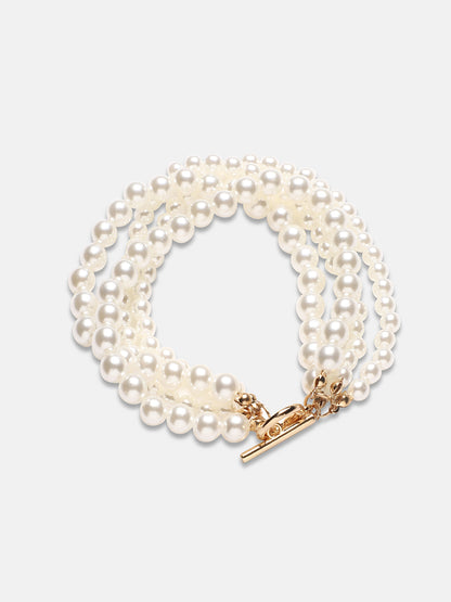 Pearls Beaded Gold-Plated Wraparound Bracelet
