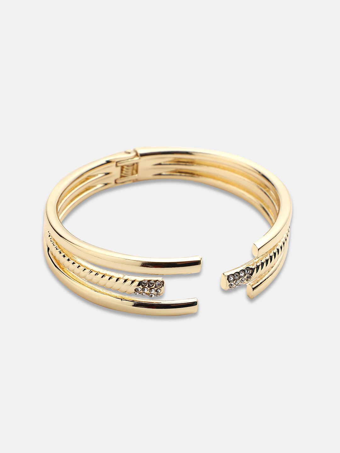 Gold-Plated Artificial Stones Studded Bangle-Style Bracelet
