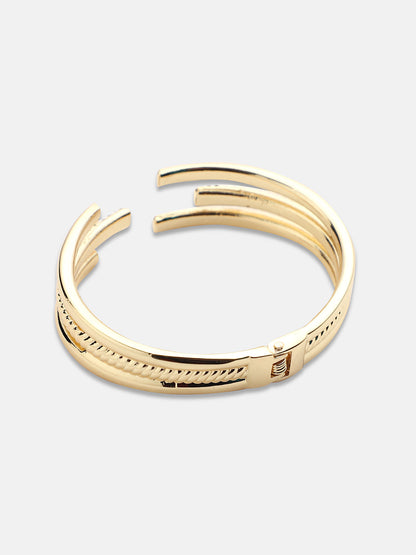 Gold-Plated Artificial Stones Studded Bangle-Style Bracelet