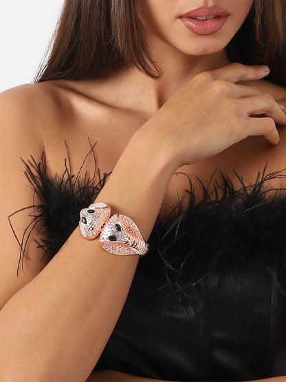 Embellished Snakehead Cuff Bracelet