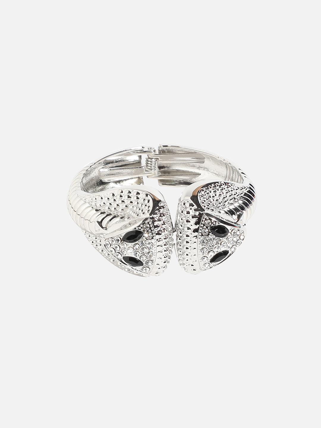 Silver Plated Stones Studded Cuff Bracelet