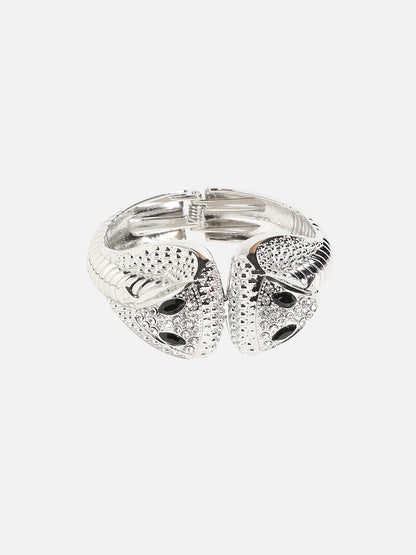 Silver Plated Stones Studded Cuff Bracelet