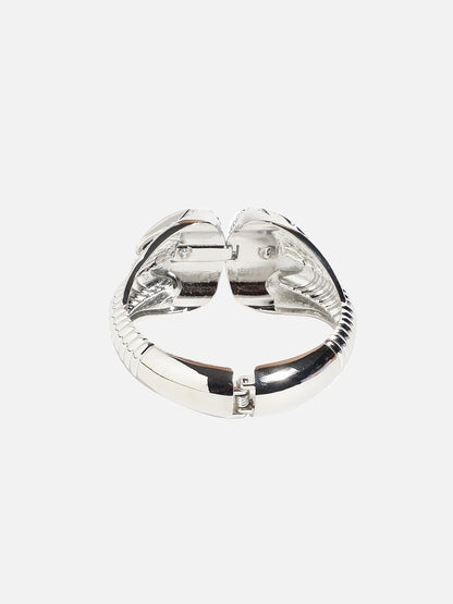 Silver Plated Stones Studded Cuff Bracelet