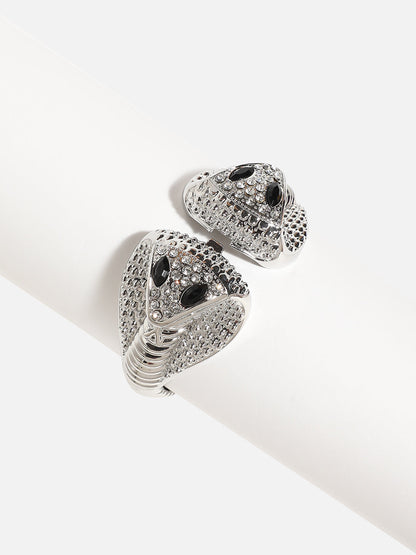 Silver Plated Stones Studded Cuff Bracelet