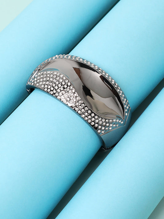 Silver-Plated Studded Cuff Bracelet
