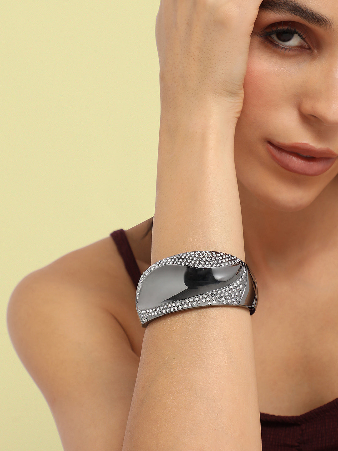 Silver-Plated Studded Cuff Bracelet