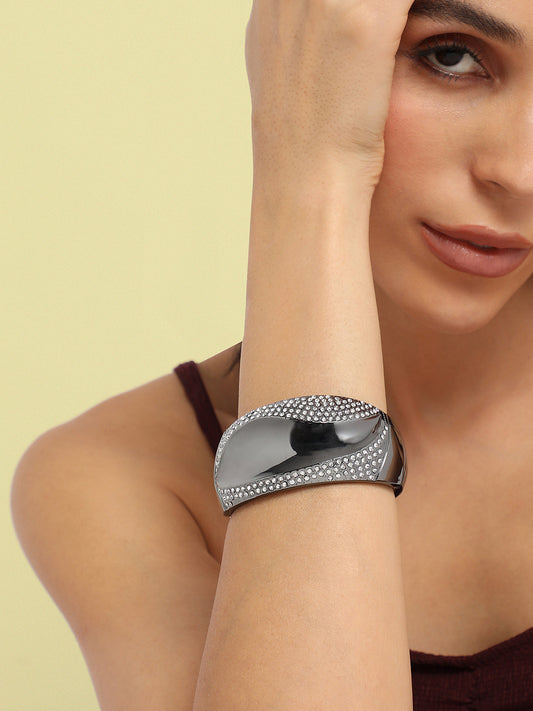 Silver-Plated Studded Cuff Bracelet