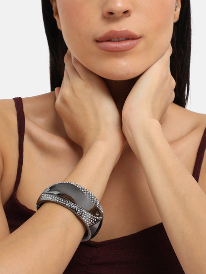 Silver-Plated Studded Cuff Bracelet
