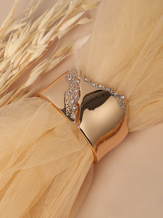 Gold Plated Asymmetrical Stone Studded Cuff Bracelet