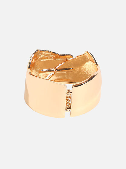 Gold Plated Asymmetrical Stone Studded Cuff Bracelet