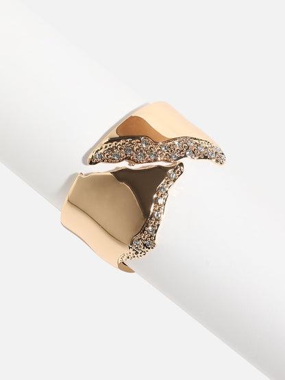 Gold Plated Asymmetrical Stone Studded Cuff Bracelet