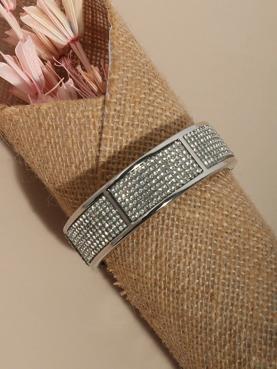 Silver Plated Stone Studded Bangle Bracelet
