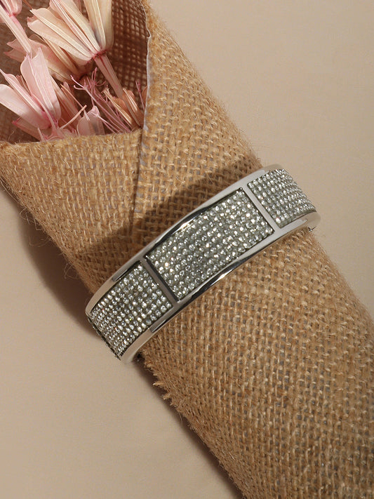 Silver Plated Stone Studded Bangle Bracelet