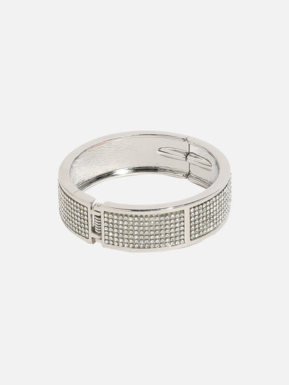 Silver Plated Stone Studded Bangle Bracelet