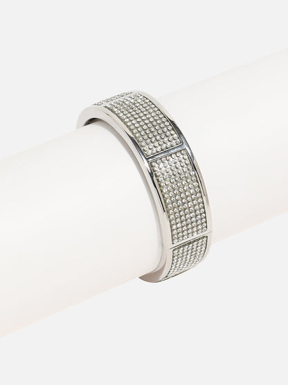 Silver Plated Stone Studded Bangle Bracelet