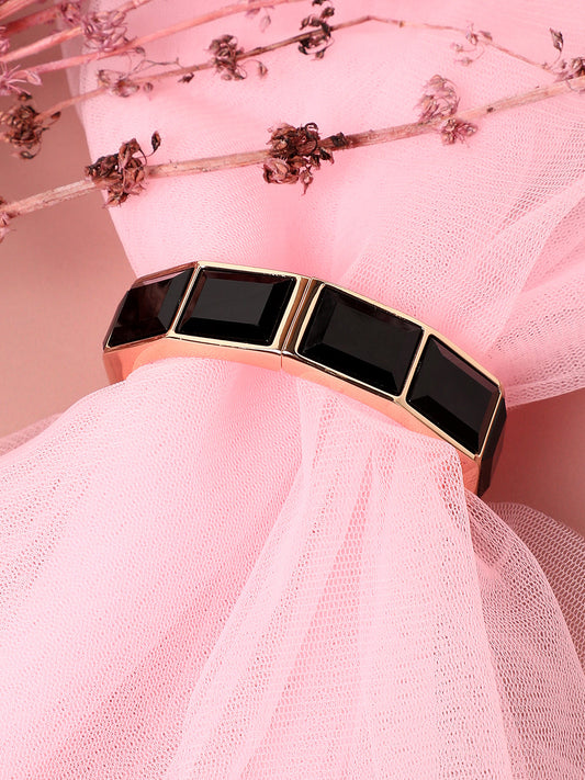 Gold Plated Stones Studded Cuff Bracelet