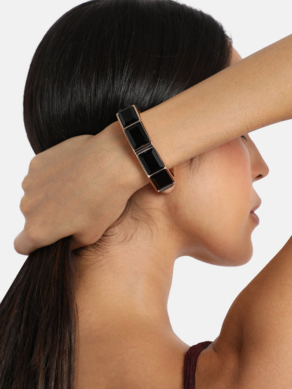 Gold Plated Stones Studded Cuff Bracelet