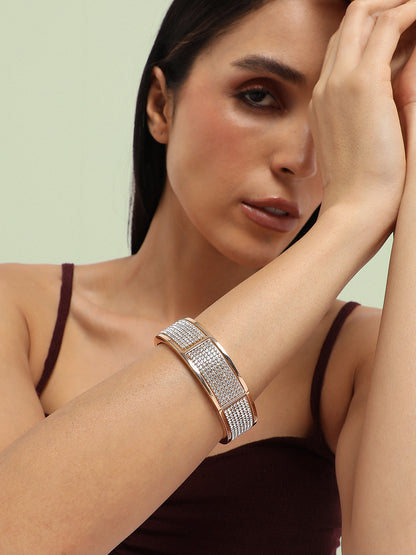 Gold-Plated Stones Studded Cluster Bangle-StyleBracelet
