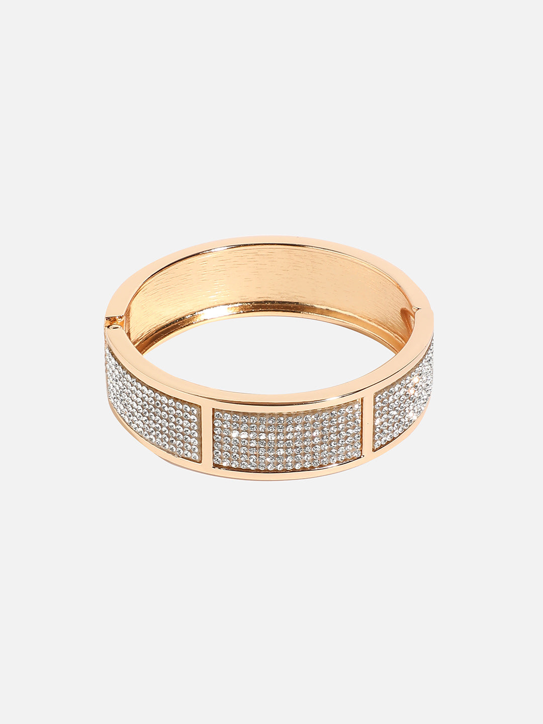 Gold-Plated Stones Studded Cluster Bangle-StyleBracelet