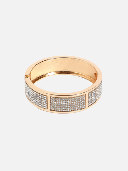 Gold-Plated Stones Studded Cluster Bangle-StyleBracelet