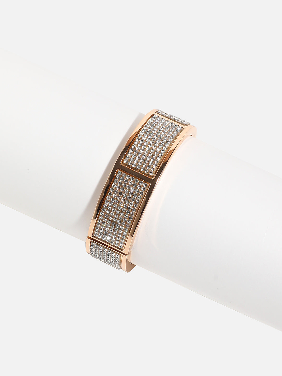 Gold-Plated Stones Studded Cluster Bangle-StyleBracelet
