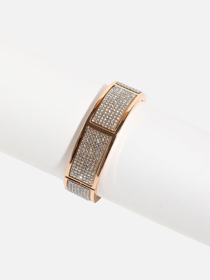 Gold-Plated Stones Studded Cluster Bangle-StyleBracelet