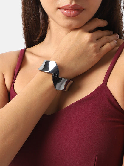 Silver Plated Zig-Zag Cuff Bracelet