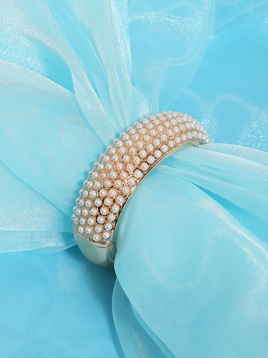 Gold-Plated Beaded Bangle-Style Bracelet