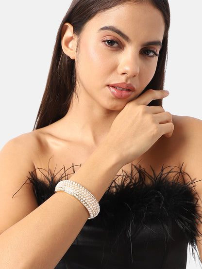 Gold-Plated Beaded Bangle-Style Bracelet