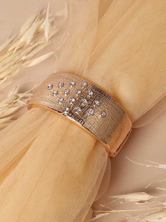 Gold Plated Crystal Studded Cuff Bracelet
