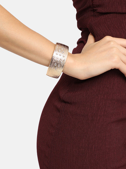 Gold Plated Crystal Studded Cuff Bracelet