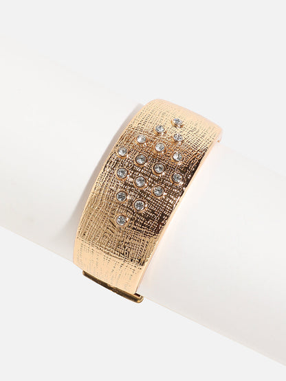 Gold Plated Crystal Studded Cuff Bracelet
