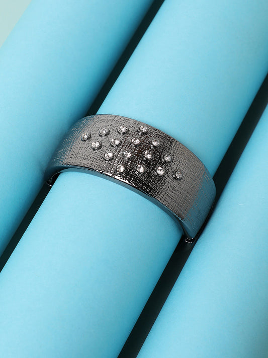 Silver Plated Stone Studded Cuff Bracelet