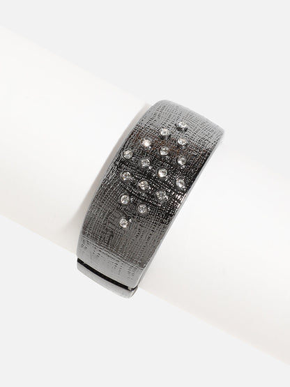 Silver Plated Stone Studded Cuff Bracelet