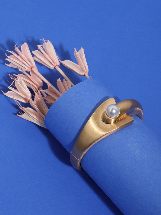 Gold Plated Artificial Beads Cuff Bracelet