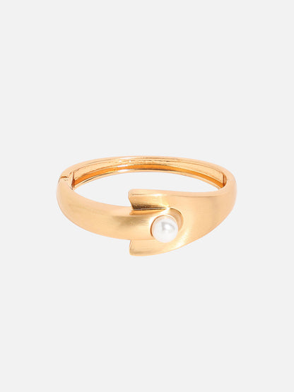 Gold Plated Artificial Beads Cuff Bracelet