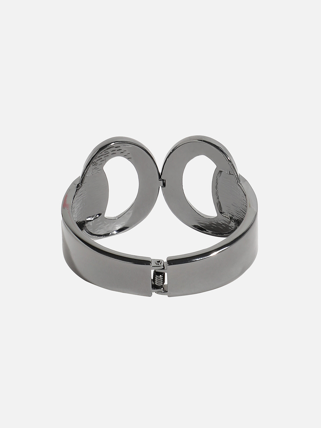 Silver-Plated Stones Studded Circular Cuff Bracelet
