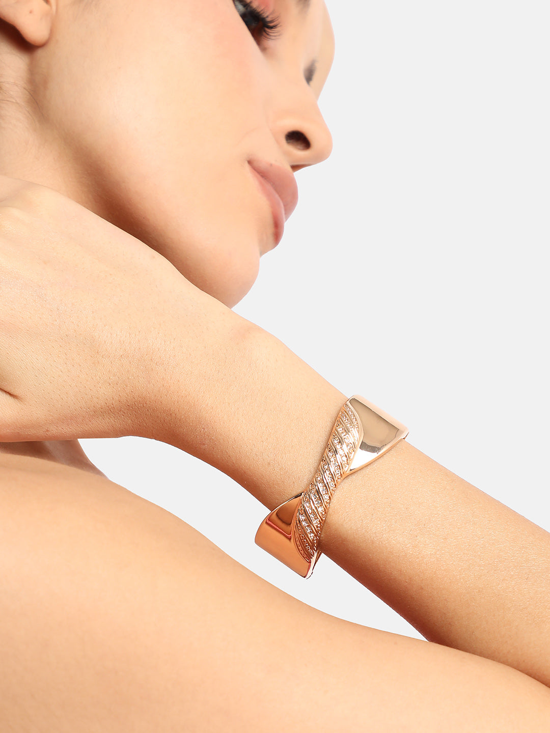 Gold-Plated Studded Bangle-Style Bracelet