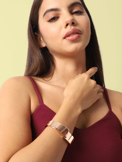 Gold-Plated Metallic Overlap Cuff Bracelet