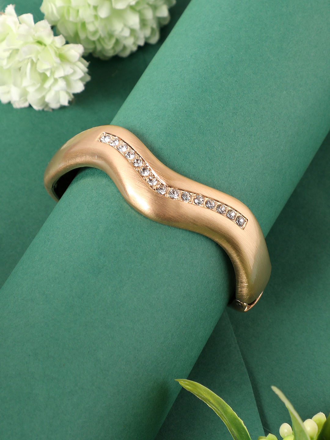 Gold-Plated Studded Kada Bracelet