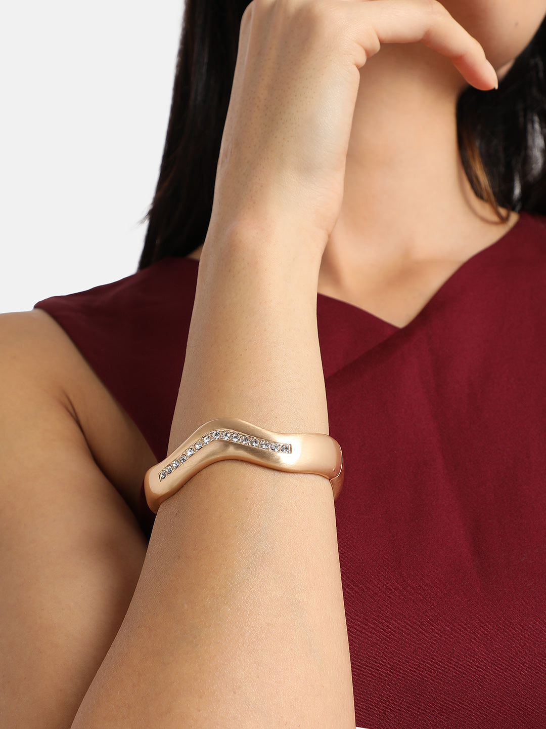 Gold-Plated Studded Kada Bracelet