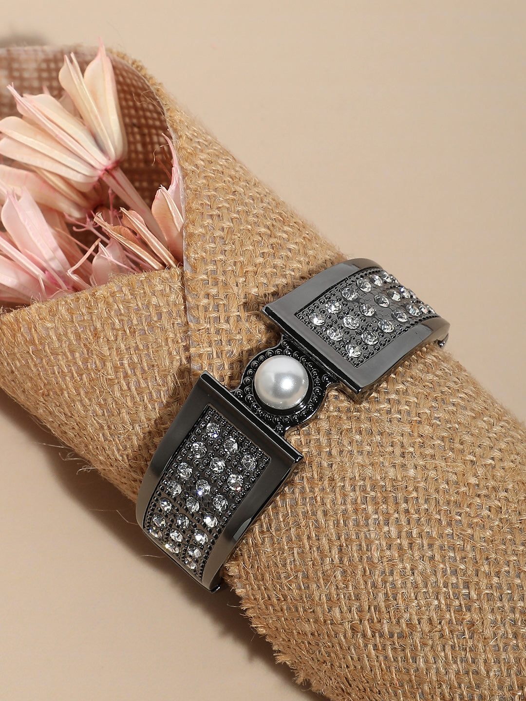 Silver Plated Pearl Drop Cuff Bracelet