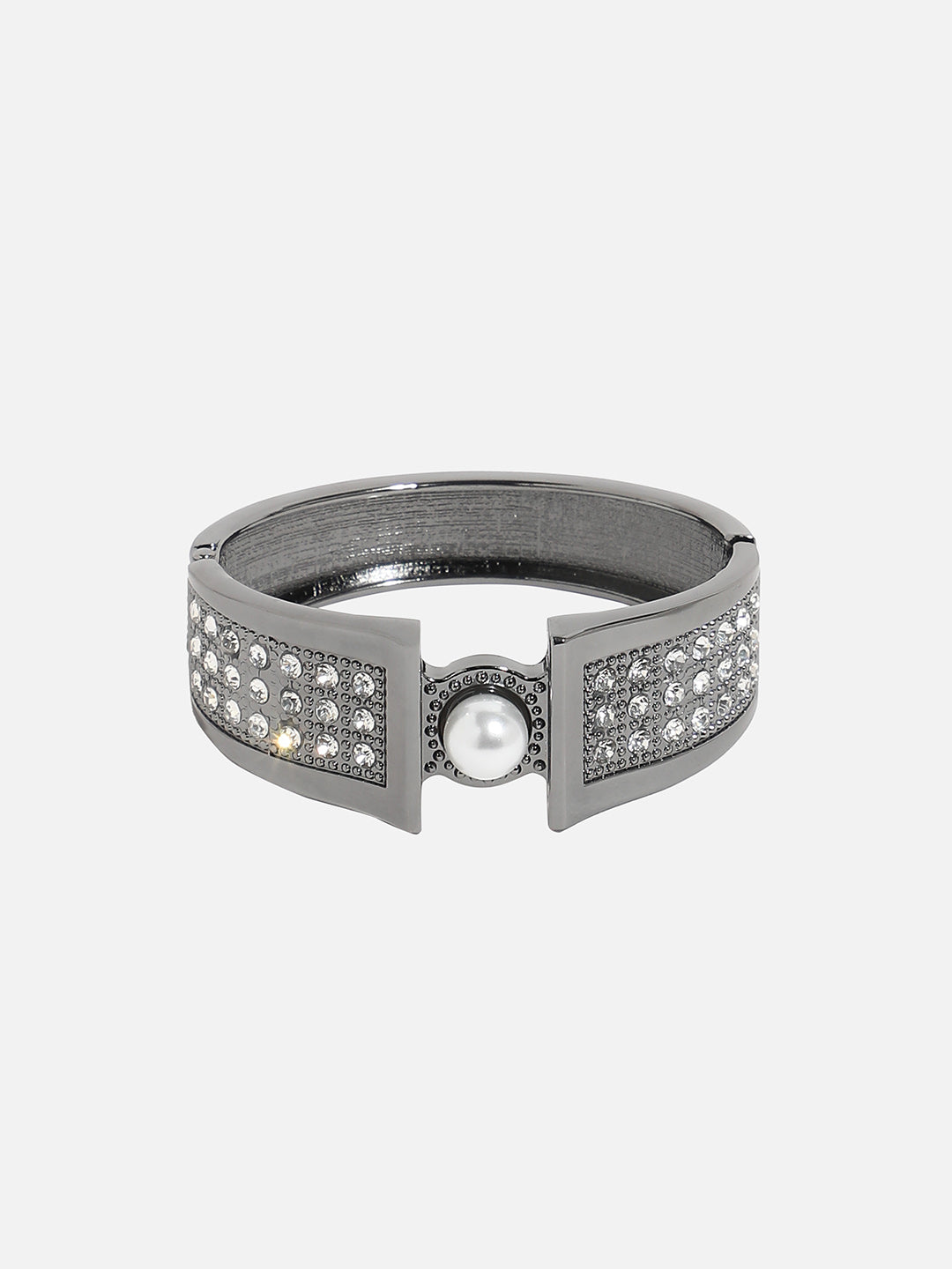 Silver Plated Pearl Drop Cuff Bracelet