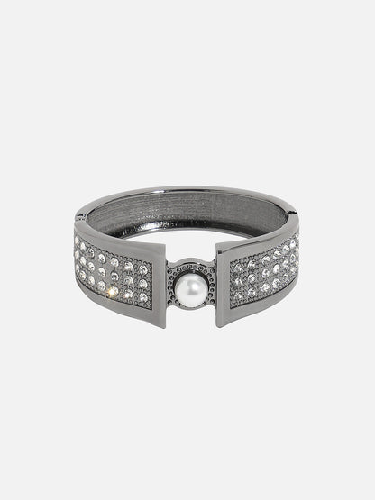 Silver Plated Pearl Drop Cuff Bracelet
