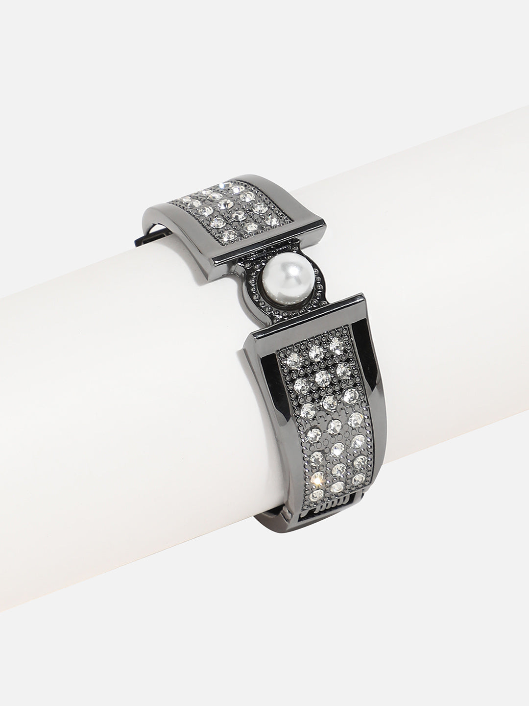 Silver Plated Pearl Drop Cuff Bracelet