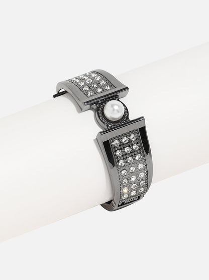 Silver Plated Pearl Drop Cuff Bracelet