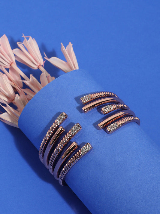 Rose Gold Plated Stone Studded Cuff Bracelet