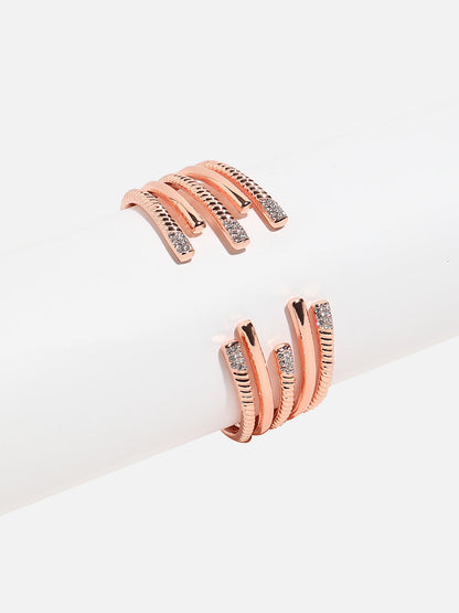 Rose Gold Plated Stone Studded Cuff Bracelet